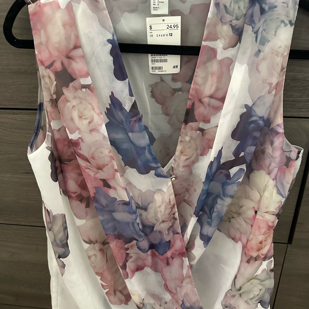 H&M Pastel Floral V-Neck Blouse